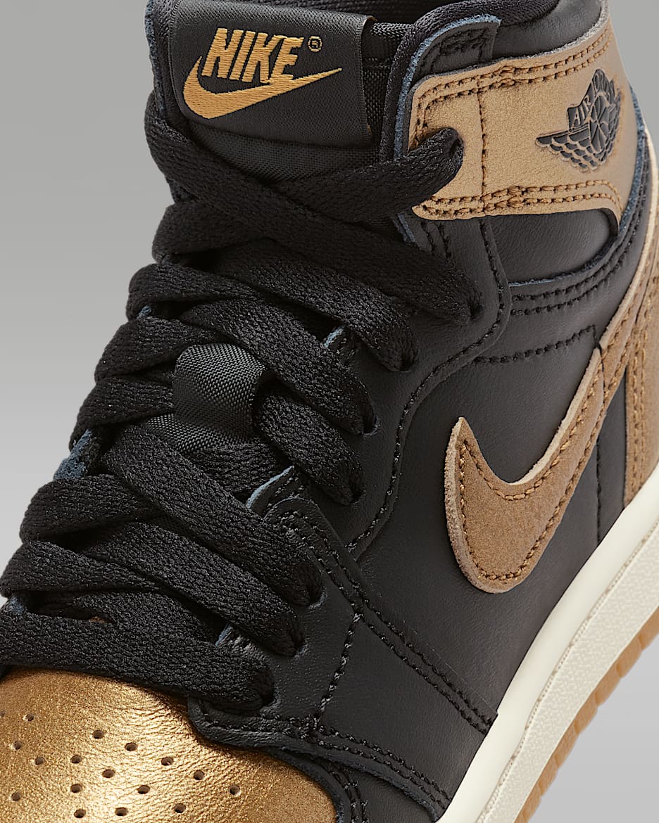 Jordan 1 Retro High OG Black and Gold Little Kids Shoes. Nike